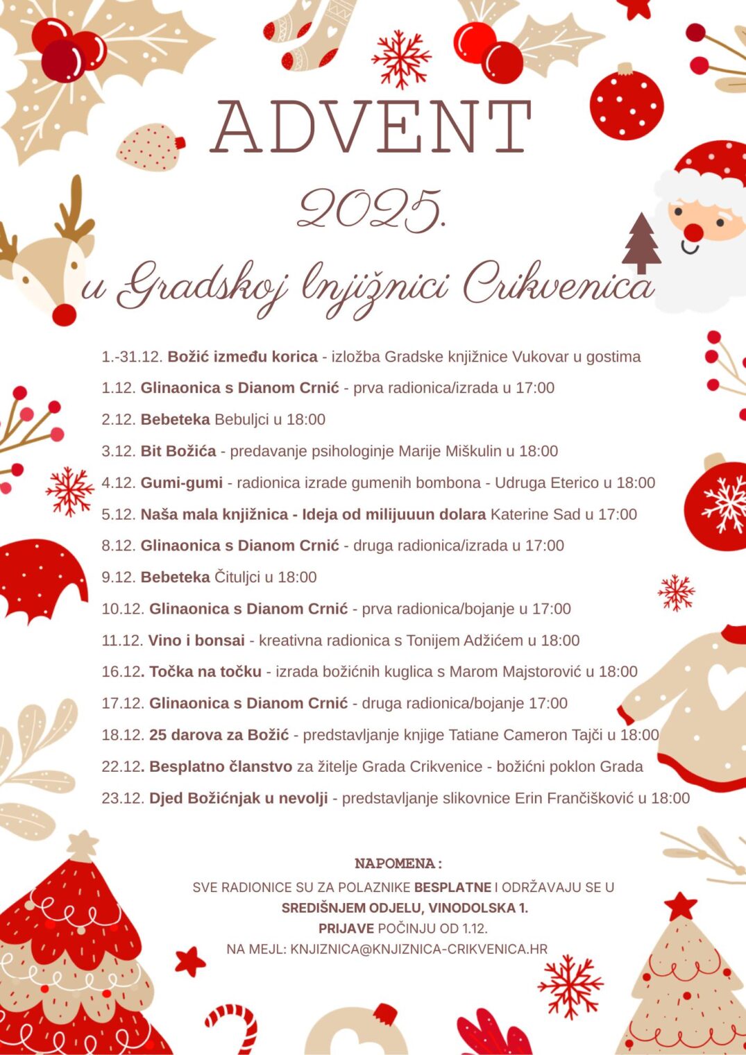Advent 2025. u Gradskoj knjižnici Crikvenica